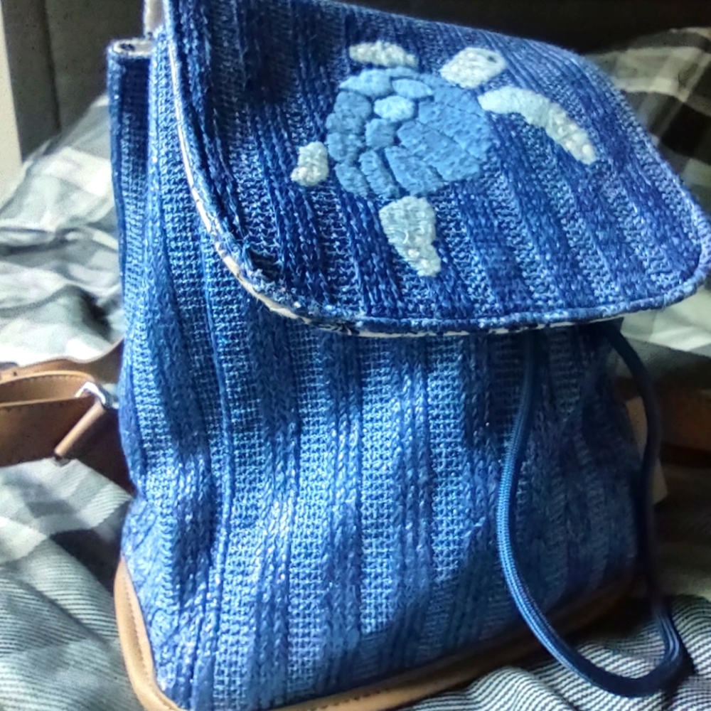 Vera Bradley Straw Mini Backpack SeaTurtleBlue